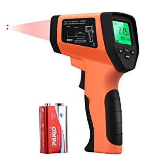 WELQUIC Professional Double Laser Infrared Thermometer with Non-contact sensor, 50:1 DTS Ratio, -58 to 1382 °F (-50 to 750°C) Range for HVAC Automotive Electrical Use, Black and Orange