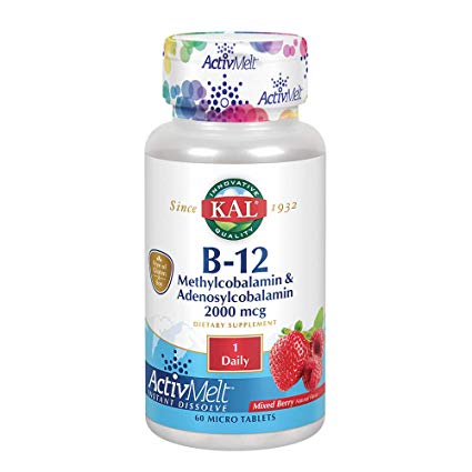 Kal 2000 Mcg B-12 Dual Source Tablets, Mixed Berry, 60 Count