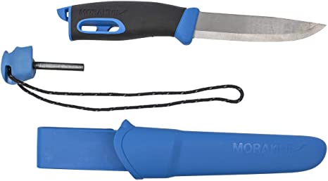 Morakniv Companion Spark 3.9-Inch Fixed-Blade Outdoor Knife and Fire Starter, Blue, One Size (M-13572)