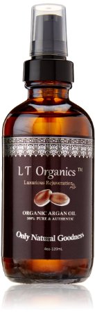 LT Organics Virgin Argan Oil All Natural For Hair, Skin, Face & Nails [4 In 1]. Lifetime Warranty! 4oz, Best Hair Growth Product, 100% Pure, Unscented Moisturizer & Conditioner. Best Value!