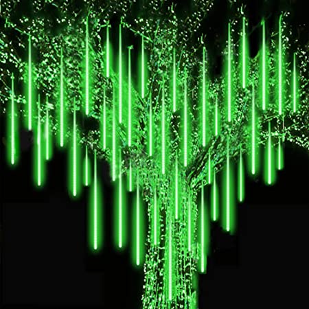 Roytong Waterproof Cascading LED Meteor Shower Rain Lights Outdoor for Holiday Party Wedding Christmas Tree Party Tree Decoration Birthday Gift (Green, 11.80)