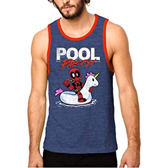 Deadpool Mens Pool Party Unicorn Graphic Tank Top