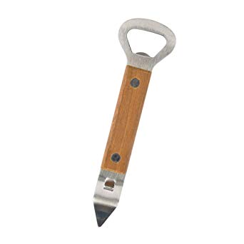 Stainless Steel Hand-Held Deluxe Bottle and Can Opener, 4.5 inch L, Hardwood Handle (New Version)
