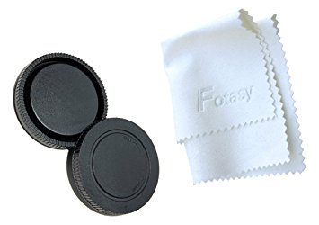 Fotasy RCNEX Sony E-Mount NEX System Camera Body Cap and Lens Rear Cap with Premier Lens Cleaning Cloth