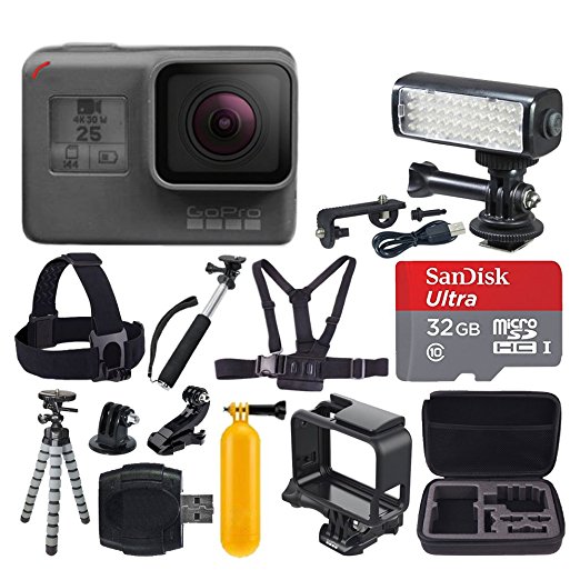 GoPro HERO5 Black   SanDisk Ultra 32GB Micro SDHC Memory Card   Hard Case   Chest & Head Strap   Flexible Tripod   Extendable Monopod   Floating Handle   LED Video Light   Great Value Accessory Bundle