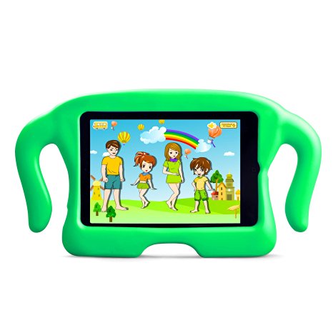MOCREO® iPad Mini Case for Kids, iPad mini /mini 2/ mini 3 Safety Light Weight Shock Proof Super Protection Freestanding Handle Cover for Kids (Green)