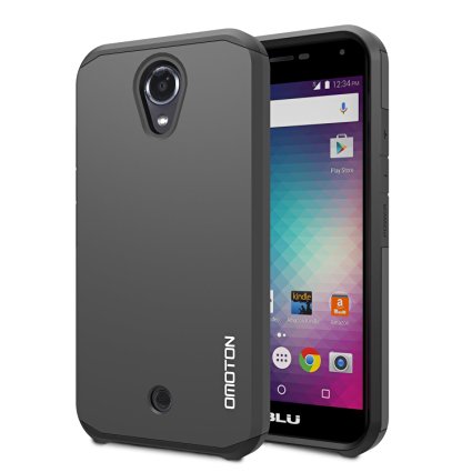 OMOTON Blu R1 HD Case - Dual Layer [Soft TPU Interior] [Durable PC Exterior] Tough Armor Case For Blu R1 HD, (Black)