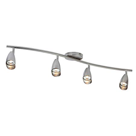 Globe Electric Grayson 4-Light S-Shape Track Lighting Kit, Brushed Steel Finish, 4 Bulbs Included, 59066