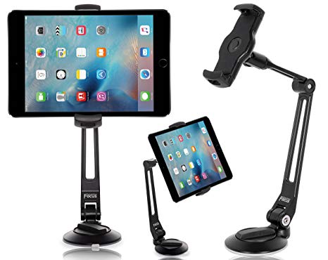 EverywhereFocus Air-Tight Suction Cup Cell Phone Holder/Tablet Stand. Sticky Pad Solid Grip Mount, Bracket Clamps 4-11" Compatible iPhone 5 6 7 8 X iPad Mini Air Pro 10.5". Windshield, Desk, Mirror!