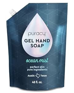 Puracy Gel Hand Soap Refill - Plant-Powered Natural Hand Soap Refill As Seen on TikTok, Non-Toxic, Sulfate-Free Liquid Soap, Moisturizing Liquid Gel Handwash Refill (Ocean Mist, 48 fl oz)