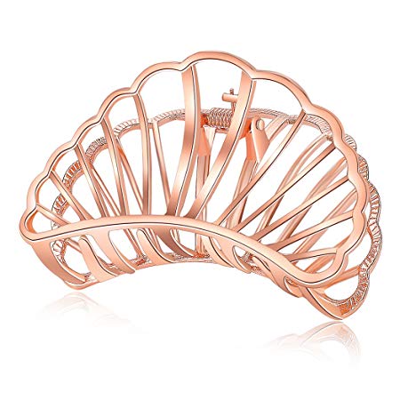 ACCGLORY Metal Claw Vintage Hair Clamp for Women Girls, Rose Gold (Fan-Rose Gold)