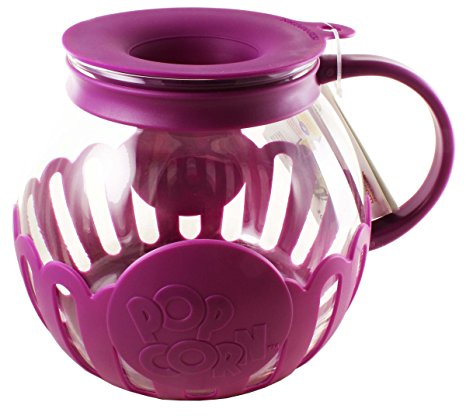 Ecolution Micro-Pop Microwave Popcorn Popper 3QT - Temperature Safe Glass w/Multi Purpose Lid, Family Size (Purple)