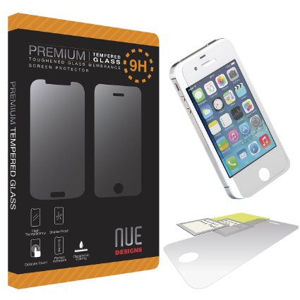 IPHONE 4 SCREEN PROTECTOR, NUE DESIGNS TM [iPhone 4/4s/4G] - 9h Hardness Premium Tempered Glass Screen Protector Real Explosion-Proof/Anti-Scratch/Anti-Shatter/Oleophobic Coating/Ultra Clear [1-Pack]