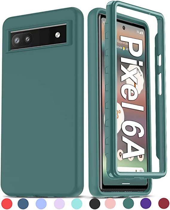 LeYi for Pixel 6A Case, Google Pixel 6A Case [Without Screen Protector] for Women Men Girls Boys, 360 Full-Body Shockproof Soft Silicone Protective Phone Case for Google Pixel 6A, Green