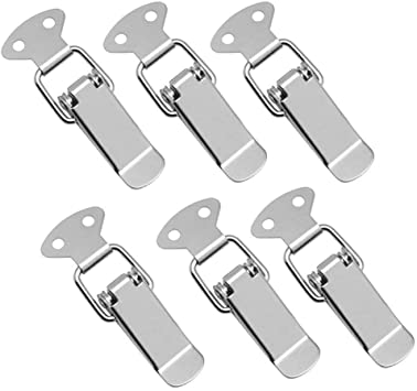 Bestgle 6 Packs Stainless Steel Spring Loaded Toggle Latch Catch Clamp Clip Drawer Hasp Clasp Duck Billed Buckles for Toolbox, Trunk, Case and Chest (58mm Overall Length)