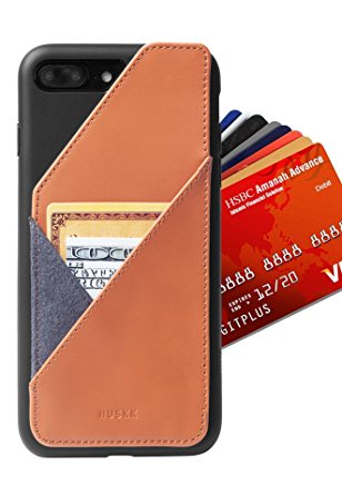 iPhone 8 Plus / iPhone 7 Plus Slim Leather Wallet Case - Up to 8 Cards Plus Cash - Quickdraw by HUSKK - Top Grain Leather Tan