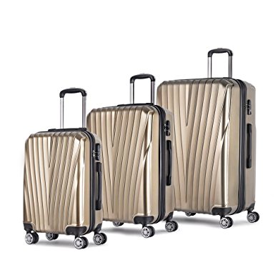 ProHT 3 Pieces Luggage Set PC ABS 20"24"28" with TSA Lock,Spinner,Expandable