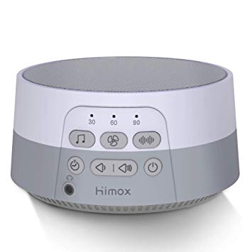 HIMOX White Noise Machine,Portable Sleep Sound Machine with 24 Soothing Sounds & 3 Timers with USB Cable for Sleeping & Relaxation (Grey&White)