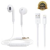 Adoric TM Replacement Handsfree Stereo Earbuds Earphones Headphone Headsets with Quality Mic and Remote Volume Control--24 Month Warranty - White1pcs3ft