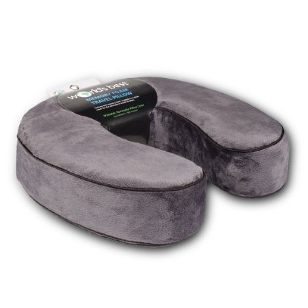 World's Best Cushion/Soft Memory Foam Neck Pillow, Charcoal
