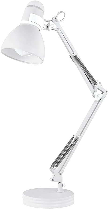 Globe Electric 52024 Architect 28" Swing Arm Desk Lamp, Matte White Finish, On-Off Rotary Switch, Swing Arm