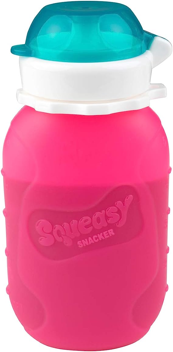 Squeasy Gear Snacker Bottles, Pink, 6 Ounce