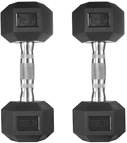 papababe Dumbbells Free Weights Dumbbells Weight Set Rubber Coated cast Iron Hex Black Dumbbell Pair