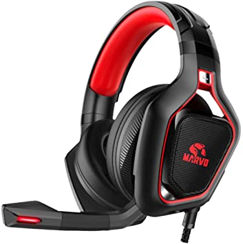 Marvo Pro Stereo Gaming Headset with Red Backlight for PC PS4 Xbox One Cable 2.1m (HG8960-PRO)