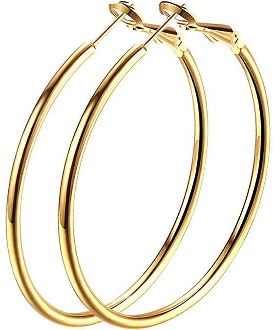 Fashion Earrings Hoops, Rose Gold Plated Hoop Earrings for Womens Girls Sensitive Ears