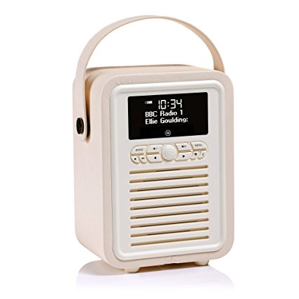 VQ Retro Mini Digital Radio (DAB/DAB /FM) and Bluetooth Speaker - Cream