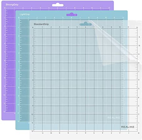 REALIKE 12x12 Cutting Mat for Silhouette Cameo 3/2/1 (3 Mats - StandardGrip, LightGrip, StrongGrip), Gridded Adhesive Non-Slip Cut Mat for Crafts, Quilting, Sewing, Scrapbooking and All Arts