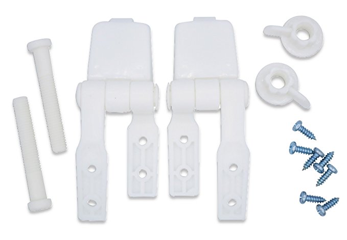 White Plastic Toilet Seat Hinge Replacement with Bolts Screw and Nuts