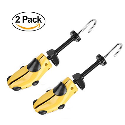 Pair of Professional 2-Way Shoe Stretcher, HuKimGee Adjustable Length and Width Shoe Shaper Upgrade Tough Plastic Shoe Trees Metal Unisex Durable Shoes Stretcher for Women and Men (Large)