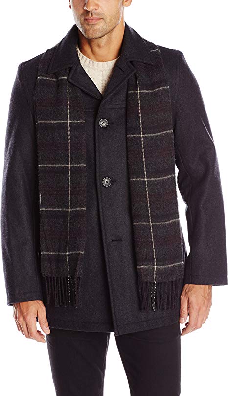 Dockers Men's Wool Melton Walking Coat with Scarf