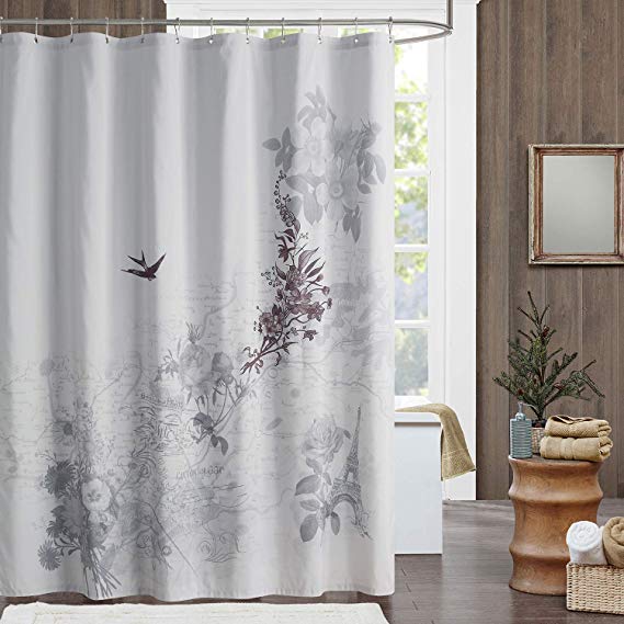 DS BATH Parisian Shower Curtain,Waterproof Polyester Shower Curtain, Mildew Resistant Shower Curtain,Printing Shower Curtains for Bathroom,Fabric Bathroom Curtains,72" W x 72" H
