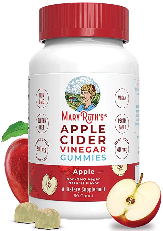 Organic Apple Cider Vinegar Gummies by MaryRuth's - Includes “The Mother” - Immune Boosting - Overall Wellness - Superfood Supplement - Vegan - Non-GMO - Gluten-Free - 60ct