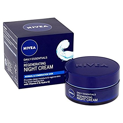 Genuine German Nivea Regenerating Night Care Cream Aqua Effect with Lotus Flower Extract for all skin types 1.69 fl. oz - 50ml