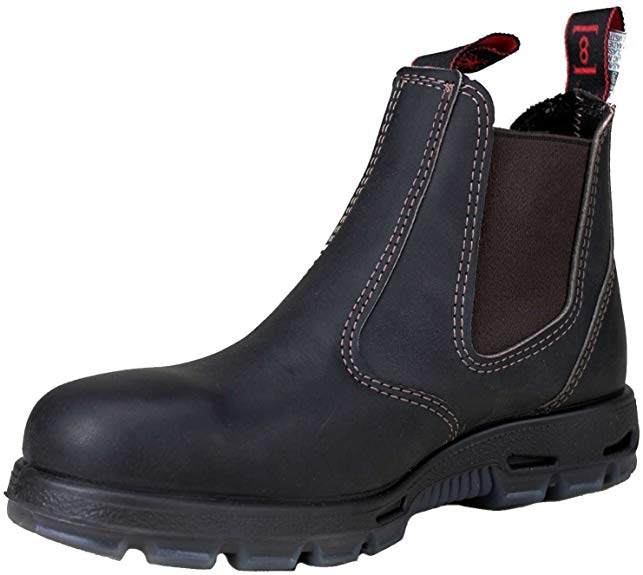 RedbacK Men's Safety Bobcat USBOK Dark Brown Elastic Sided Steel Toe Leather Work Boot