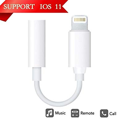 iPhone X Adapter Headphone Jack, Lightning to 3.5mm Headphone Jack Adapter Dongle Compatible with iPhone XS Max/XS/XR/X 10/iPhone 8/8 Plus/iPhone 7/7 Plus/iPod Touch/iPad, Support iOS 10.3 or 11 Later