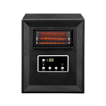 VonHaus 4 Element Portable Infrared Fan Heater with Remote Control Digital Display - Black