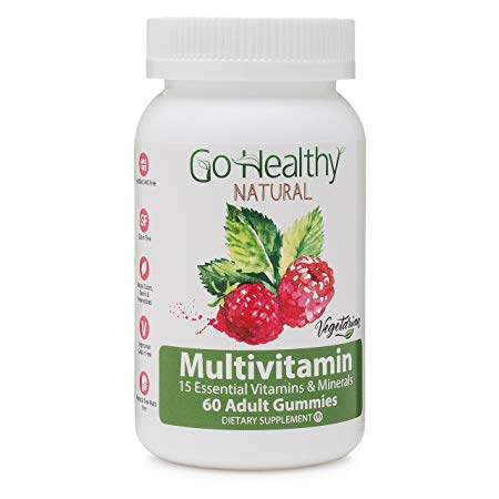 Go Healthy Natural Multivitamin Gummies for Women and Men, Vegetarian, Non-GMO, Gluten Free, Halal, Kosher- (60 ct) 30 Servings