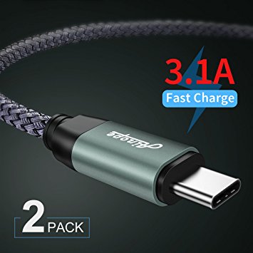 USB 3.0 Type C Cable [2 PACK/3.3FT],3.1A USB C Fast Charger,Durable Braided Armor Nylon Charging Cord for Samsung Galaxy S9 S8 Plus Note 8,LG V20 V30 G5 G6,Google Pixel XL,Nexus 5X/6P,Nintendo Switch