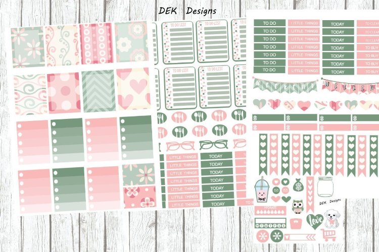 Planner sticker kit "Flora", 3 full size sheets and one sampler size sheet. Sized for Erin Condren, but will work in most planners. 148 kiss cut stickers on non removable matte sticker sheets.