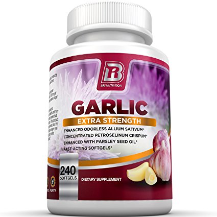 BRI Nutrition Odorless Garlic - 240 Softgels - 1000mg Pure And Potent Garlic Allium Sativum Supplement (Maximum Strength) - 120 Day Supply