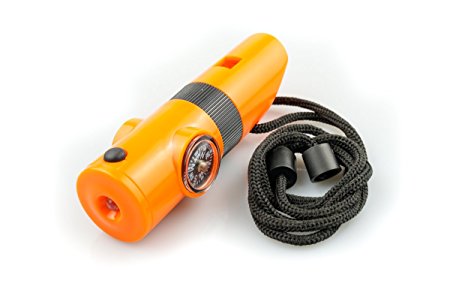 SE CCH7-1OR 7-IN-1 Survival Whistle in High-Visibility Orange