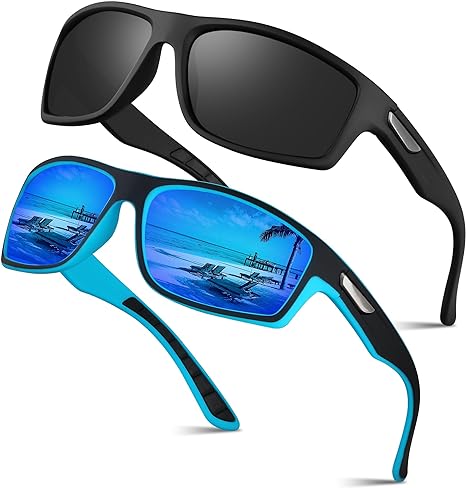 Ollrynns Polarized Sunglasses for Men 2 Pack Men's Sunglasses Fishing Driving Lunette de Soleil Homme with UV Protection