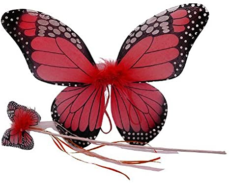 Red Monarch Butterfly Wing & Wand Set