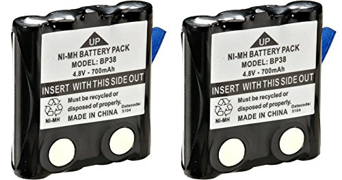 Uniden BP-38 Replacement NiMH battery Pack - Pack of 2 - OEM Replacement Battery For Uniden GMRS/FRS Radios, Can be used in place of the BP-40 BP40, Works with Uniden GMR-1088/2CK, Uniden GMR-1558/2CK, Uniden GMR1588-2CK, GMR1595-2CK, Uniden GMR2059-2CK, Uniden GMR2089-2CK, Uniden GMR2099-2CK, Uniden GMR-638/2 and many others