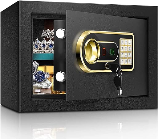 Beemyi fireproof safe box for home,coffre fort safe box with Digital Keypad,0.8 Cub safe fixedable as wall safe,Steel Alloy Drop Fireproof Lock Box,cash box,money box,gun safe with Keys & Pass Code