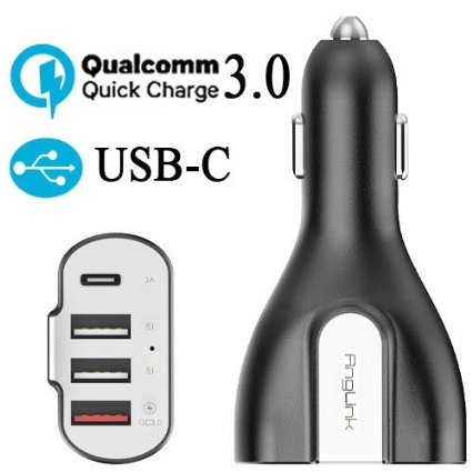 Car Charger, AngLink 50W 4-port USB C Car Charger Quick Charge 3.0 Car Charger in Car USB Car Charger Car USB Adapter Electric Car Charging Station Phone Vehicle Charger for iPhone Samsung